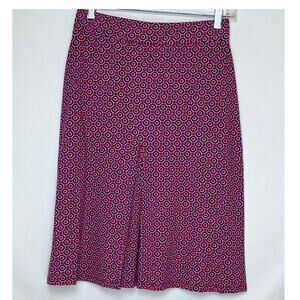 Boden Women's Size 8L Red/Purple Geo Print A-Line Slip On Skirt